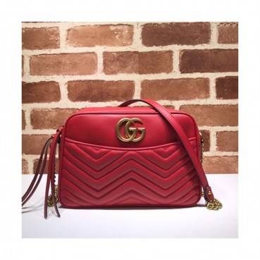 Gucci 2020 GG Marmont Matlase Leather Women Shoulder Bag,28CM - 구찌 2020 GG 마몬트 마틀라세 레더 여성용 숄더백 443499,GUB0959,28CM,레드