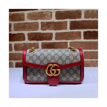 Gucci 2020 GG Marmont  Women Shoulder Bag,26CM - 구찌 2020 GG 마몬트 여성용 숄더백 443497,GUB0952,26CM,브라운레드