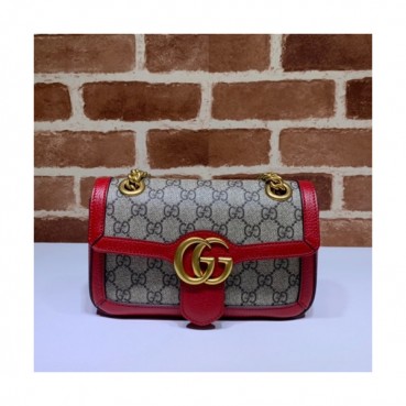 Gucci 2020 GG Marmont  Women Shoulder Bag,23CM - 구찌 2020 GG 마몬트 여성용 숄더백 446744,GUB0950,23CM,브라운레드