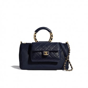 Chanel 2020 Woman Leather Tote Shoulder Bag 24CM - 샤넬 2020 여성용 레더 토트 숄더백,CHAB1403,24CM,네이비