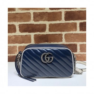 Gucci 2019 Marmont Matlase Shoulder Bag,24CM - 구찌 2019 마몬트 마틀라세 숄더백 447632,GUB0936,24cm,블루