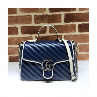 Gucci 2019 GG Marmont Women Tote Shoulder Bag,27CM - 구찌 2019 GG 마몬트 여성용 토트 숄더백 498110,GUB0934,27CM,블루
