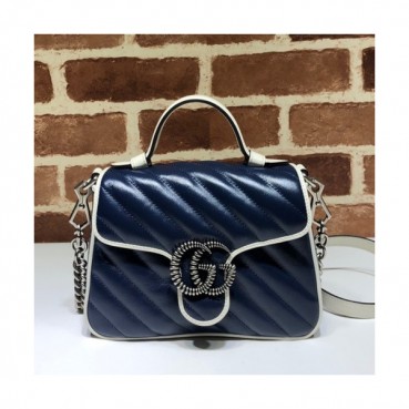 Gucci 2019  GG Marmont Women Tote Shoulder Bag,21CM - 구찌 2019 GG 마몬트 여성용 토트 숄더백 583571,GUB0933,21CM,블루