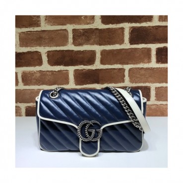 Gucci 2019 GG Marmont Matlase Women Shoulder Bag,26CM - 구찌 2019 GG 마몬트 마틀라세 여성용 숄더백 443497,GUB0932,26CM,블루