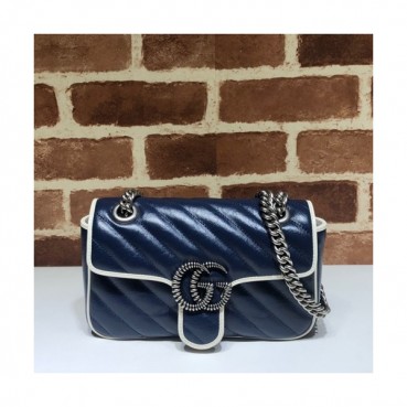 Gucci 2019 GG Marmont Matlase Women Shoulder Bag,23CM - 구찌 2019 GG 마몬트 마틀라세 여성용 숄더백 446744,GUB0931,23CM,블루