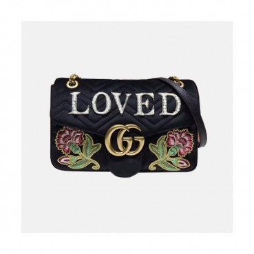 Gucci 2019 GG Marmont Matlase Velvet Women Shoulder Bag,31CM - 구찌 2019 GG 마몬트 마틀라세 벨벳 여성용 숄더백 443496,GUB0930,31CM,블랙