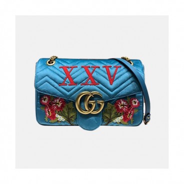 Gucci 2019 GG Marmont Matlase Velvet Women Shoulder Bag,31CM - 구찌 2019 GG 마몬트 마틀라세 벨벳 여성용 숄더백 443496,GUB0927,31CM,연블루
