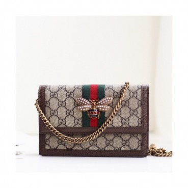 Gucci 2019 Queen Margaret WOC Chain Shoulder Bag,20CM - 구찌 2019 퀸 마가렛 WOC 체인 숄더백 476079,GUB0914,20cm,브라운