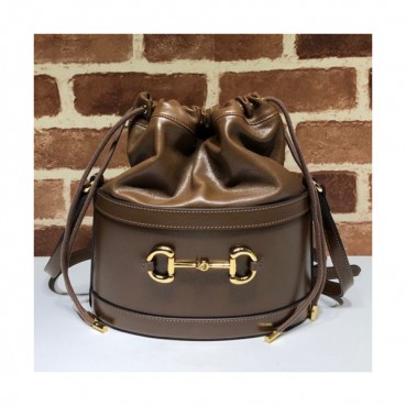 Gucci 2019 1955 Horsebit Leather Bucket Shoulder Bag,25CM - 구찌 2019 1955 홀스빗 여성용 레더 버킷 숄더백 602118,GUB0888,25cm,브라운