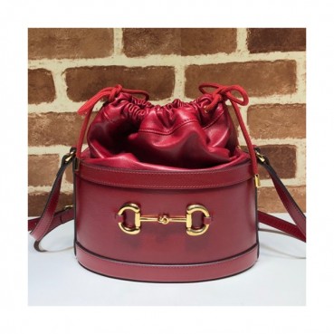 Gucci 2019 1955 Horsebit Leather Bucket Shoulder Bag,25CM - 구찌 2019 1955 홀스빗 여성용 레더 버킷 숄더백 602118,GUB0887,25cm,레드
