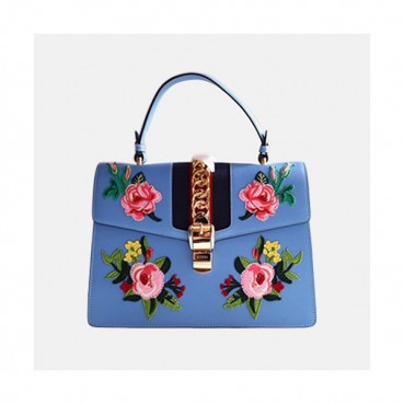 Gucci 2019 Sylvie Leather Tote Shoulder Bag,31.5CM - 구찌 2019 실비 레더 여성용 토트 숄더백 431665,GUB0884 ,31.5CM,스카이블루