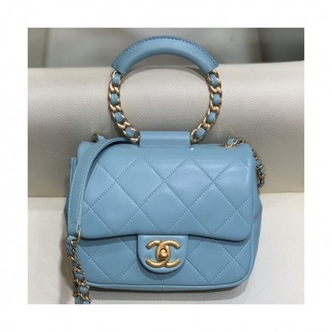 Chanel 2019 Woman Leather Tote Shoulder Bag 18CM - 샤넬 2019 여성용 레더 토트 숄더백,CHAB1340,18CM,스카이블루