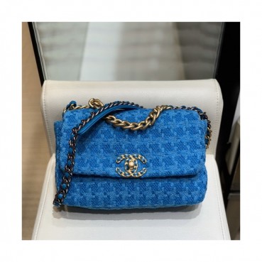 Chanel 2019 Tweed Shoulder Bag ,26CM - 샤넬 2019 여성용 트위드 숄더백  CHAB1326,26CM,블루