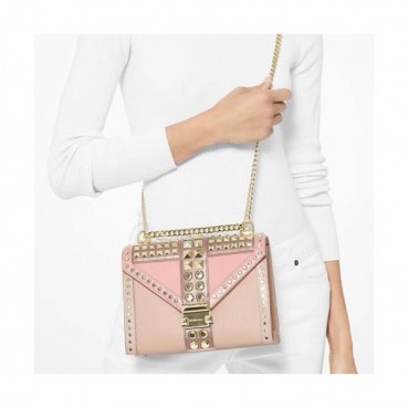 Michael Kors 2019 Leather Chain Shoulder Bag, 24CM - 마이클 코어스 2019 레더 체인 숄더백 ,MKB0300, 24CM,핑크