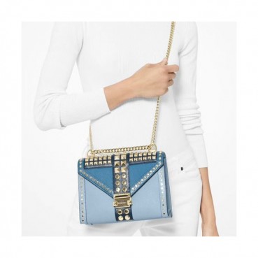 Michael Kors 2019 Leather Chain Shoulder Bag, 24CM - 마이클 코어스 2019 레더 체인 숄더백 ,MKB0299, 24CM,블루
