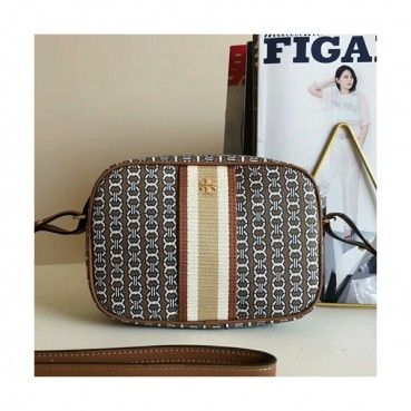 Tory Burch 2019 Canvas Camera Shoulder Bag,18cm - 토리버치 2019 캔버스 카메라 숄더백 TBB0241,18cm,브라운