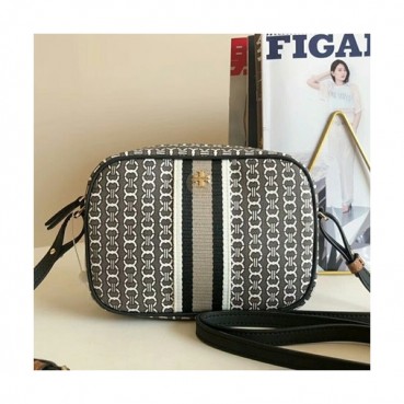 Tory Burch 2019 Canvas Camera Shoulder Bag,18cm - 토리버치 2019 캔버스 카메라 숄더백 TBB0240,18cm,블랙