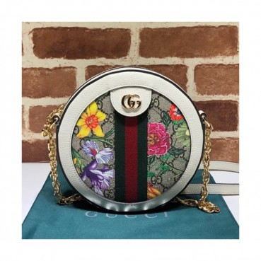 Gucci 2019 GG Ophidia Mini Round Women Shoulder Bag,18CM - 구찌 2019 GG 오피디아 미니 라운드 여성용 숄더백 550618,GUB0873,18CM,화이트