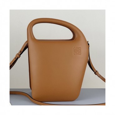 Loewe 2019 D Tote Shoulder Bag, 19CM - 로에베 2019 D 여성용 토트 숄더백 ,LOEB0377,19CM, 브라운