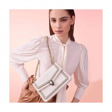 Bvlgari 2019 Serpenti Diamond Blast Chain Shoulder Bag,24CM - 불가리 2019 세르펜티 다이아몬드 블라스트 체인 숄더백,BVLB0167,24cm,화이트