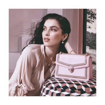 Bvlgari 2019 Serpenti Diamond Blast Chain Shoulder Bag,24CM - 불가리 2019 세르펜티 다이아몬드 블라스트 체인 숄더백,BVLB0166,24cm,핑크