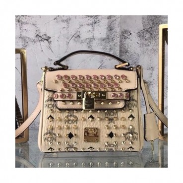 MCM 2019 Visetos Tote Shoulder Bag,19.5cm - 엠씨엠 2019 여성용 비세토스 토트 숄더백 MCMB0391 19.5cm,베이지