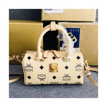 MCM 2019 Visetos Tote Shoulder Bag,18.5cm - 엠씨엠 2019 여성용 비세토스 토트 숄더백 MCMB0342, 18.5cm,베이지