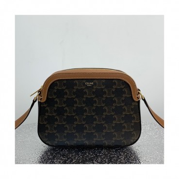 Celine 2019 Triomphe Canvas Shoulder Bag,20CM - 셀린느 2019  트리옴페 캔버스 숄더백 ,CELB0079,20CM,브라운