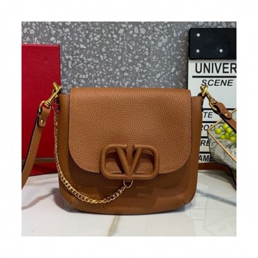 Valentino 2019 Leather Vring Shoudler Bag,16CM - 발렌티노 2019 레더 브이링 숄더백,VTB0825,16CM,브라운