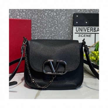 Valentino 2019 Leather Vring Shoudler Bag,16CM - 발렌티노 2019 레더 브이링 숄더백,VTB0822,16CM,블랙