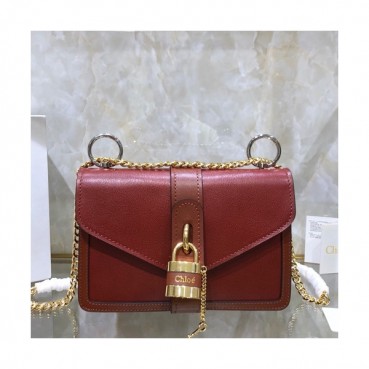Chole 2019 Aby Leather Chain Shoulder Bag, 24cm -  끌로에 2019 애비 레더 체인 숄더백,CLB0148,24cm,레드