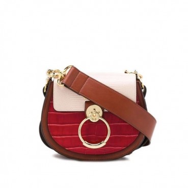 Chole 2019 Tess Leather Shoulder Bag, 20.5cm -  끌로에 2019 테스 레더 숄더백,CLB0145,20.5cm,레드+베이지