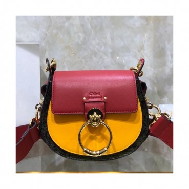 Chole 2019 Tess Leather Shoulder Bag, 20cm -  끌로에 2019 테스 레더 숄더백,CLB0143,20cm,옐로우+레드