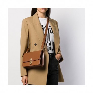 Saint Laurent 2019 Leather Carre Satchel Shoulder Bag,23cm - 입생로랑 2019 여성용 레더 까레 사첼 숄더백 585060, SLB0519,23cm,브라운