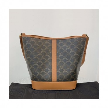 Celine 2019 Triomphe Canvas Bucket Shoulder Bag,33CM - 셀린느 2019  트리옴페 캔버스 버킷 숄더백 ,CELB0075,33CM,브라운