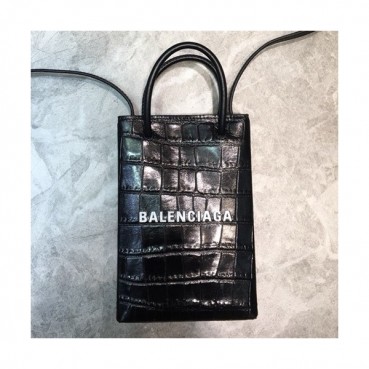 Balenciaga 2019 Leather Super Mini Tote Shoulder Bag / Phone Bag,18CM - 발렌시아가 2019 여성용 레더 슈퍼 미니 토트 숄더백 / 폰 백,BGB0479,18CM,블랙
