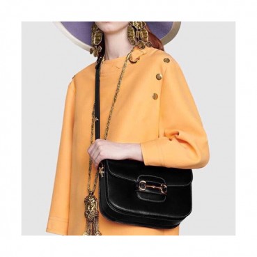 Gucci 2019 Horsebit Leather Shoulder Bag,25CM - 구찌 2019 홀스빗 여성용 레더 숄더백 602204,GUB0840,25cm,블랙