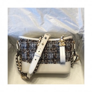 Chanel 2019 Gabrielle Hobo Leather & Tweed Shoulder Bag ,20CM - 샤넬 2019 가브리엘 호보 레더&트위드 숄더백,CHAB1259,20CM,화이트