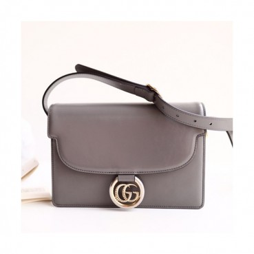 Gucci 2019 GG Ring Leather Shoulder Bag,24CM - 구찌 2019 GG링 레더 숄더백 589474,GUB0827,24cm,그레이