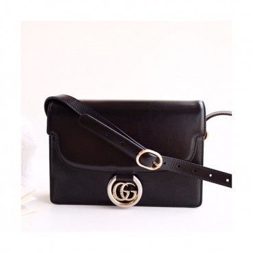 Gucci 2019 GG Ring Leather Shoulder Bag,24CM - 구찌 2019 GG링 레더 숄더백 589474,GUB0826,24cm,블랙