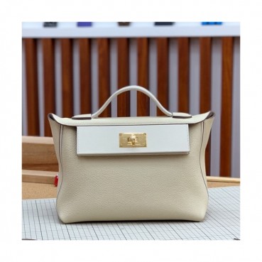 Hermes 2019 Kelly 2424 Togo Leather Tote Shoulder Bag ,29cm - 에르메스 2019 켈리 2424 토고 레더 여성용 토트 숄더백 HERB0774,29cm,화이트