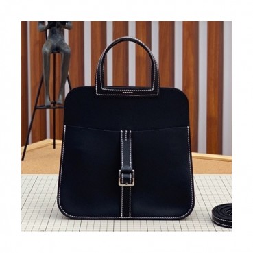 Hermes 2019 Halzan Leather Tote Shoulder Bag ,22cm - 에르메스 2019 할잔 레더 여성용 토트 숄더백 HERB0743,22cm,블랙
