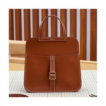 Hermes 2019 Halzan Leather Tote Shoulder Bag ,22cm - 에르메스 2019 할잔 레더 여성용 토트 숄더백 HERB0742,22cm,브라운