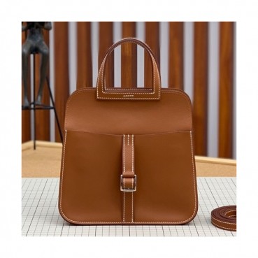 Hermes 2019 Halzan Leather Tote Shoulder Bag ,22cm - 에르메스 2019 할잔 레더 여성용 토트 숄더백 HERB0741,22cm,브라운