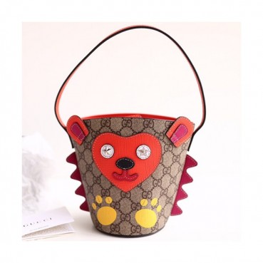 Gucci GG Children Bucket Shoulder Bag,18.5CM - 구찌 GG 칠드런 버킷 숄더백 580421,GUB0816,18.5CM,브라운