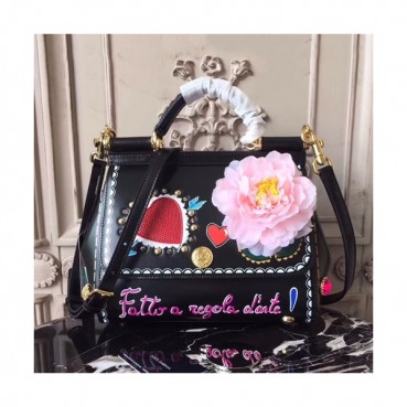 Dolce&Gabbana 2019 Leather Tote Shoulder Bag ,25CM - 돌체 앤 가바나 2019 레더 여성용 토트 숄더백 DGB0142,25cm,블랙