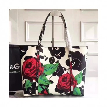 Dolce&Gabbana 2019 Leather Tote Shoulder Shopper Bag ,35CM - 돌체 앤 가바나 2019 레더 여성용 토트 숄더백 DGB0046,35cm,화이트+블랙