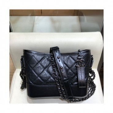 Chanel 2019 Gabrielle Hobo Leather Shoulder Bag ,20CM - 샤넬 2019 가브리엘 호보 레더 숄더백,CHAB1219,20CM,블랙