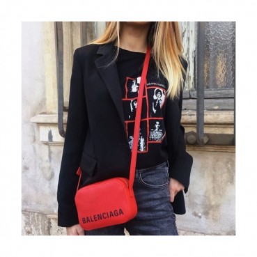 Balenciaga 2019 Leather Ville Camera Shoulder Bag,18cm - 발렌시아가 2019 레더 빌 카메라 숄더백,BGB0449,18cm,레드