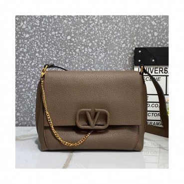 Valentino 2019 Leather Vsling Small Shoudler Bag,23CM - 발렌티노 2019 레더 브이슬링 스몰 숄더백,VTB0809,23CM,브라운